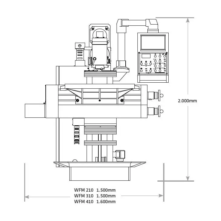 Elmag WFM 310 Servodrive tool milling machine – 50 mm drilling capacity, servo drive, digital 3-axis display