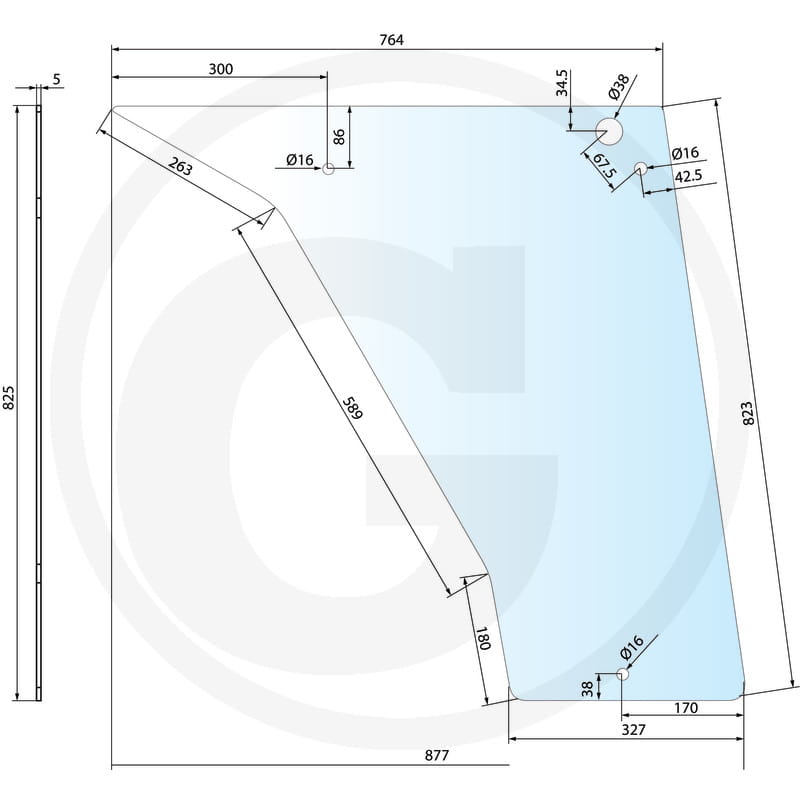 Türscheibe unten, rechts und links - passend zu Kabine DX3 Vario-Cab
