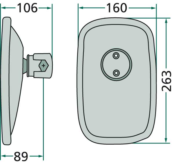 Mirror 263x160 - suitable for Massey Ferguson 3806614M91, 1897911M1
