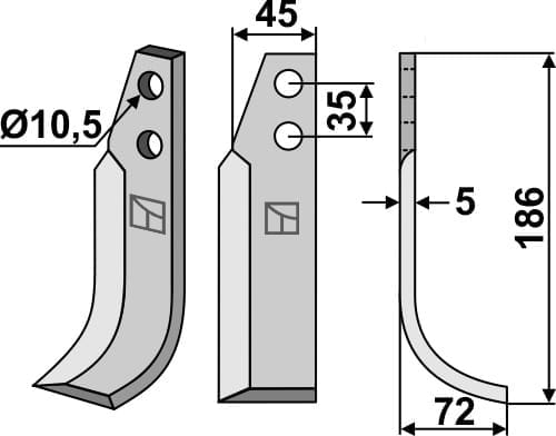 BL5676 Fräsmesser 186x45mm rechts - passend zu Nibbi Decimo