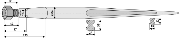 ET10455 Frontladerzinken 1100mm / M22x1,5 - passend zu Weidemann / Schäffer
