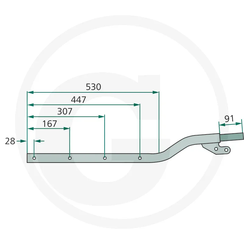 Zinkenarm rechtsdrehend - passend zu Kuhn  GA 4311GM, 4321GM, 4501GM, 4511GM, 4521GM 7301, 8001H