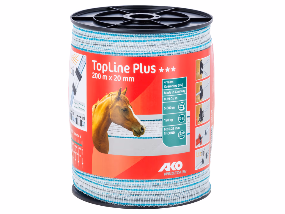 Band TopLine, 200m, 20mm, weiß/petrol, 6x0,25mm TRICOND