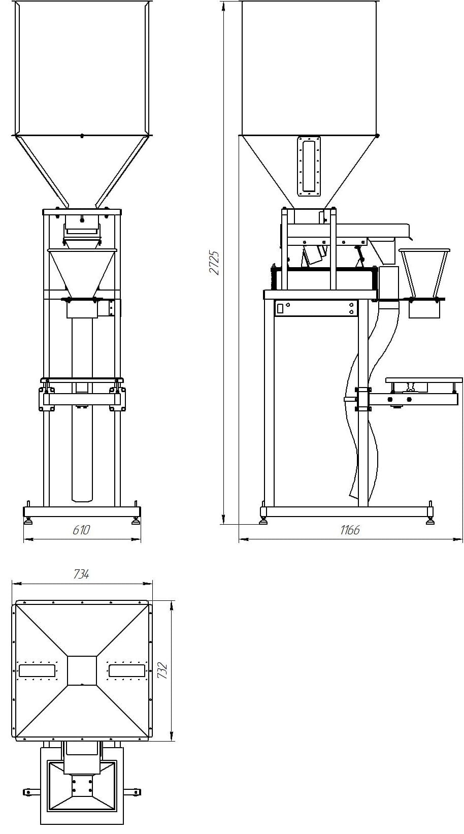 Semi-automatic bagging scale 400L - 230V / 0.6kW