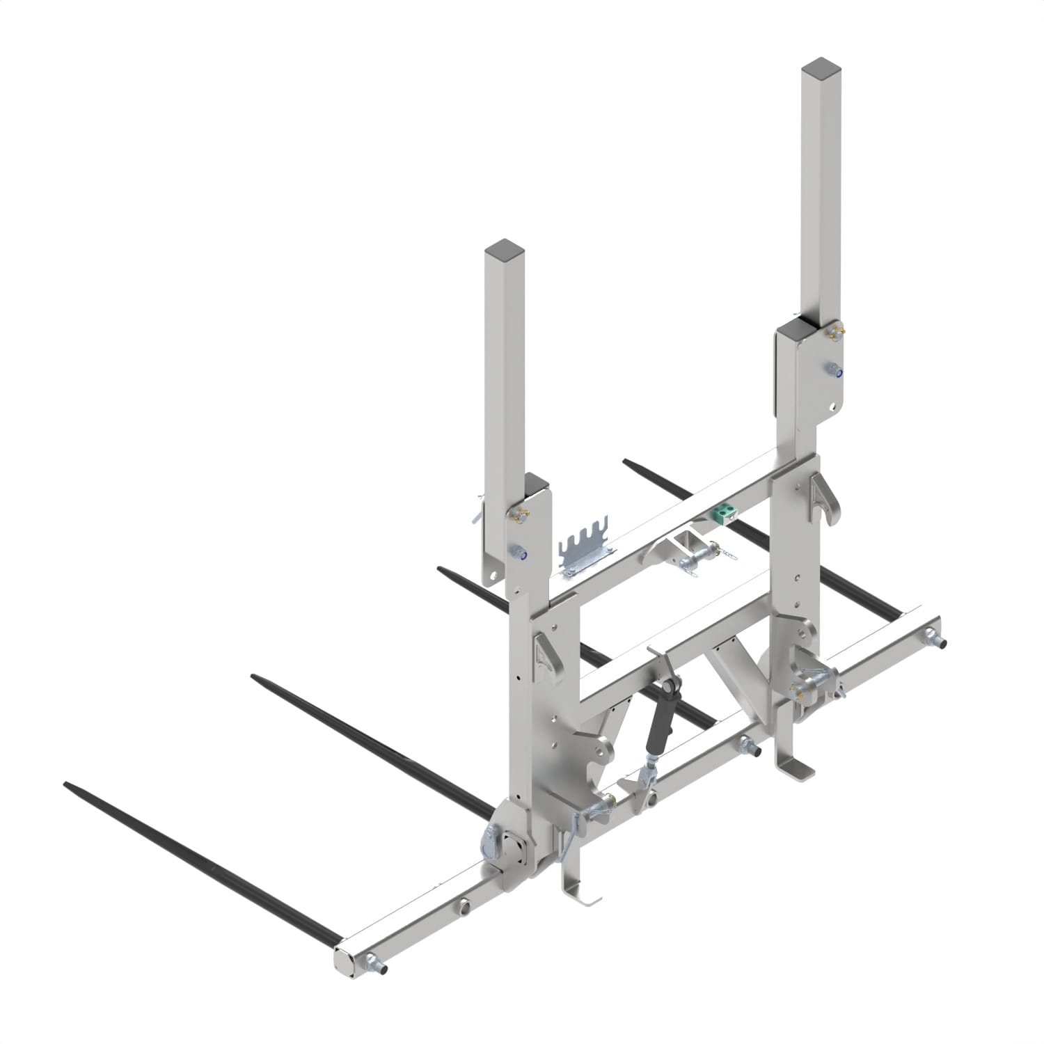 Fliegl hydraulically foldable bale fork 2200 mm – 4 galvanized tines with Euro & three-point linkage