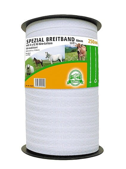 10219 Weidezaun Breitband weiß - 10mm / 250m