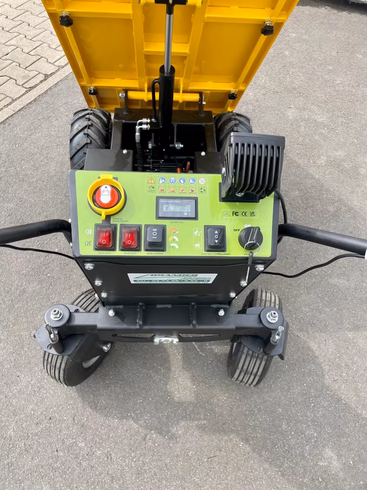 Elektroschubkarre 500 kg | Elektrodumper mit hydraulischer Kippmulde 236 L | 1000 W | 48 V Akku | Steigfähigkeit 30° | 3 Fahrstufen