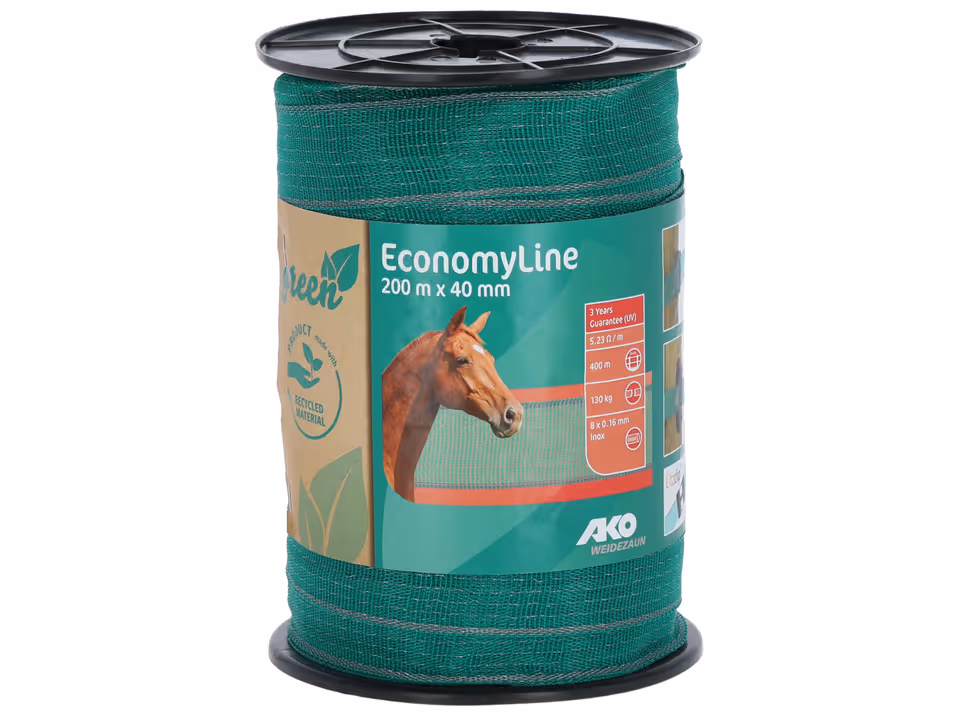 Band EconomyLine, 200m, 40mm grün/grau, 8x0,16mmSSW, Recycling