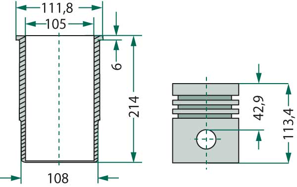 Renault engine types: D226-3, D226-4, D226-6 Piston set cpl.