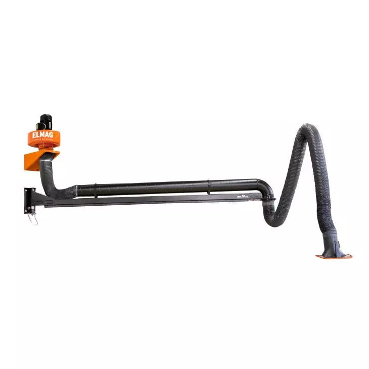 Abluftset 5 m in Schlauchausführung Ø150 mm mit Ausleger, Ventilator 2000 m³/h, 0,75 kW, 400 V