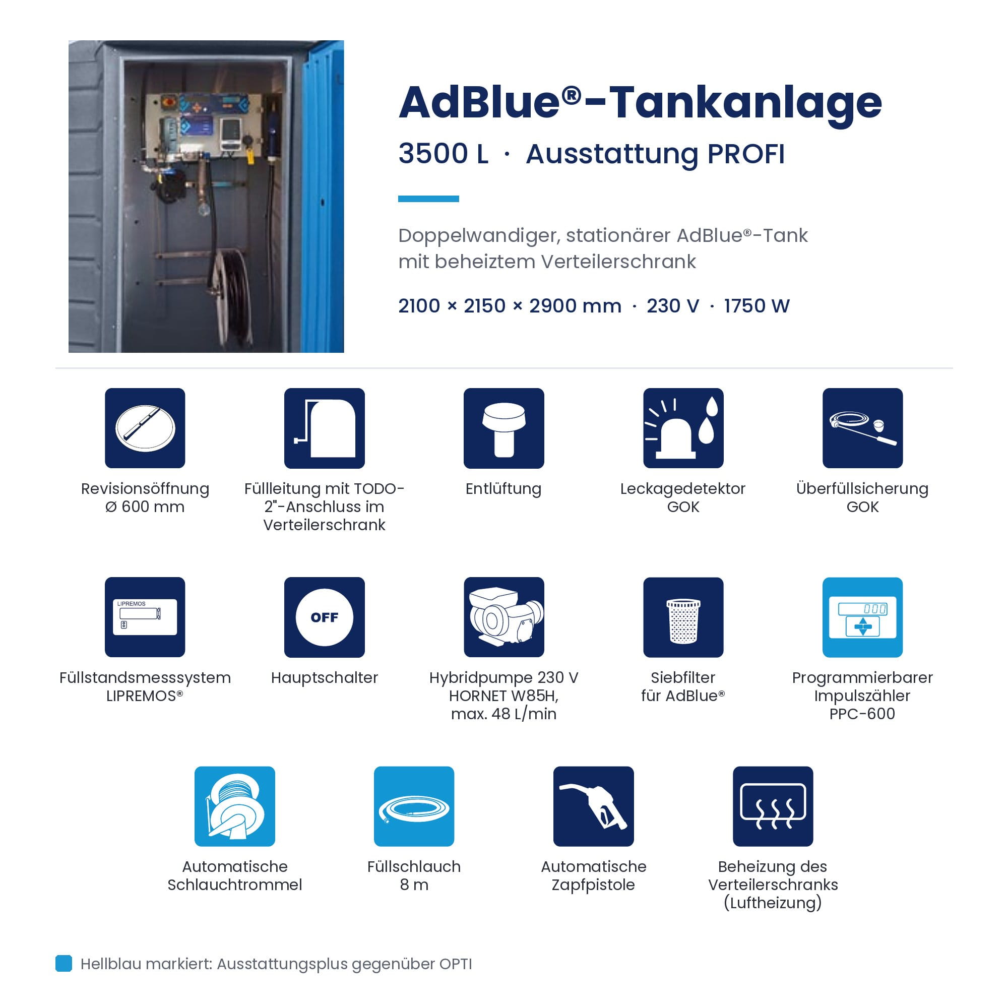 Tank, AdBlue, Tankanlage, 230 V, 1750 W
