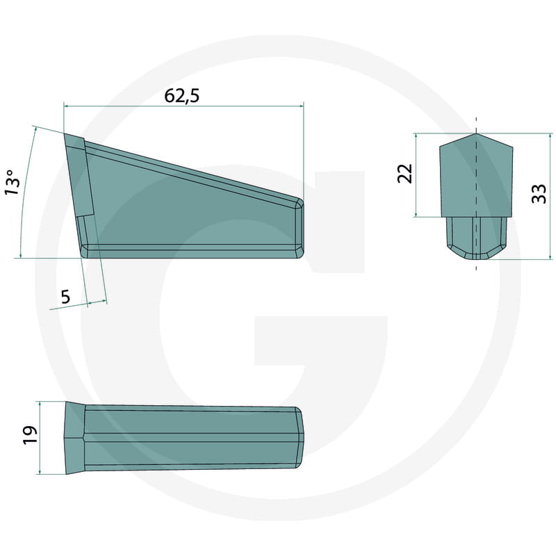 Carbide Anschweisszahn Hartmetall - passend zu Prinoth SF700, SF900 H