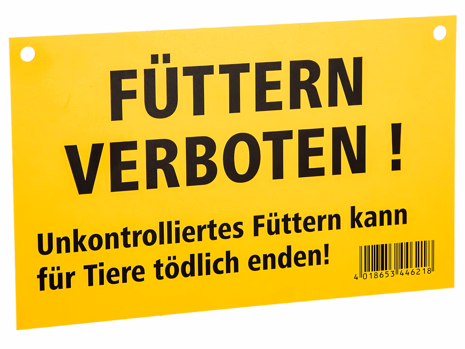 Warning sign, printed on one side: "Feeding prohibited!"