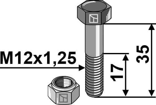 51-1235.2 Schraube mit Sicherungsmutter - M12x1,25X35 - 12.9