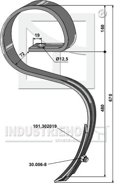 BL28636 Großfederzinken mit Schar Original Solbjerg