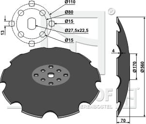 BL30061 Gezahnte Scheibe mit flachem Ansatz Ø560