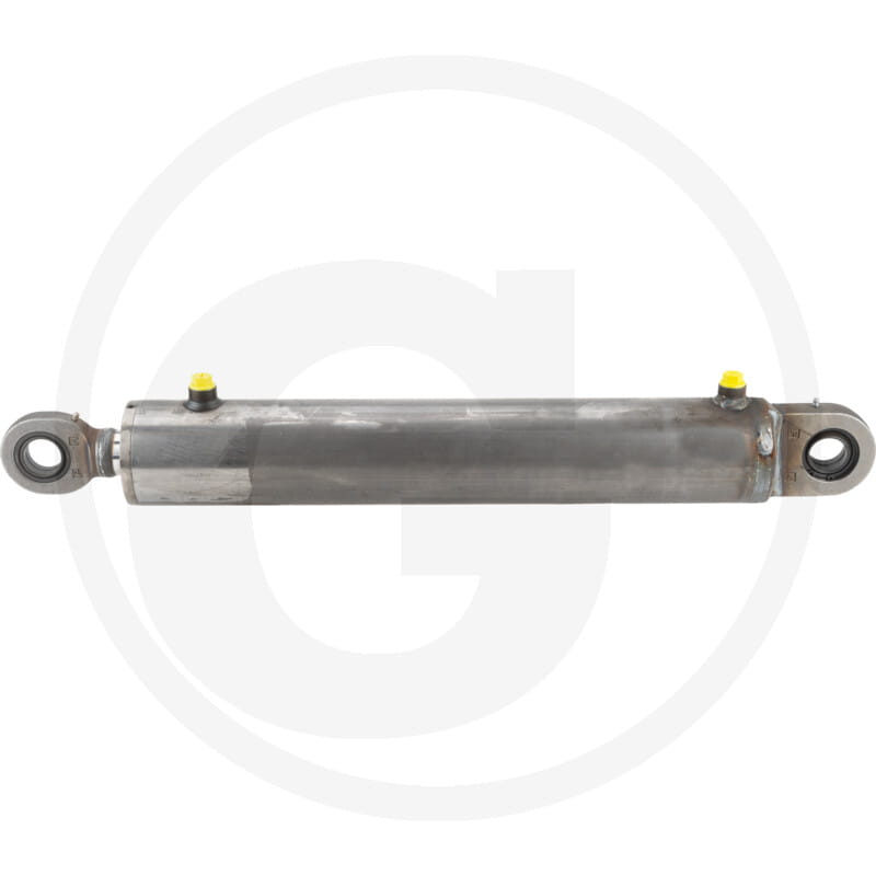 Hydraulikzylinder, Metallgehäuse, Doppelauge, Anschlussgewinde, Silberfarben