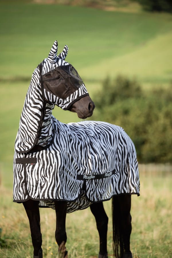 Fliegenschutzmaske Zebra mit Ohrenschutz