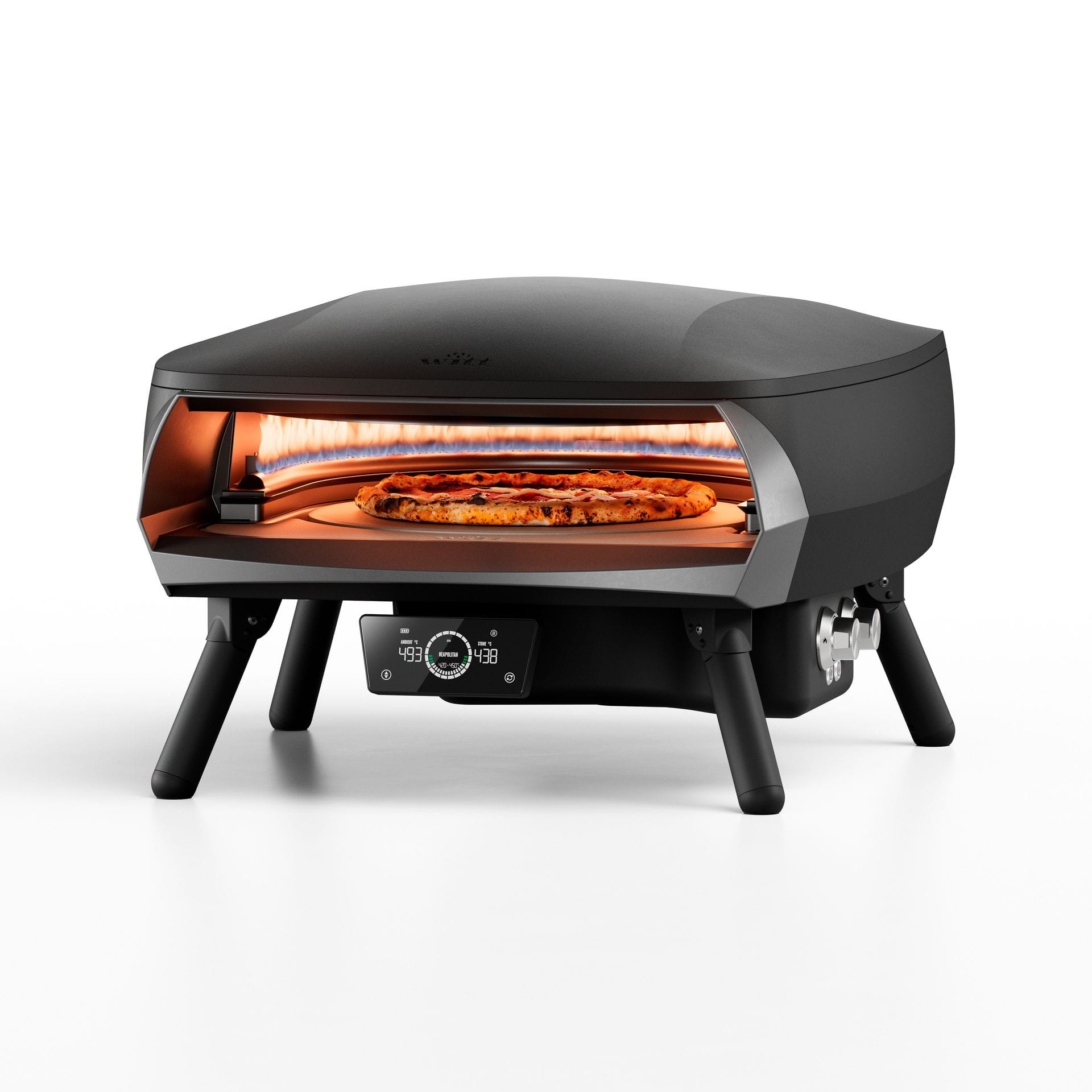 Witt Witt ETNA Rotante 16" Control Gas Pizzaofen – Rotierender Pizzastein & LCD Display | Farbe: schwarz