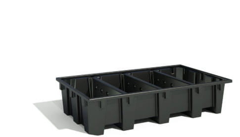 EMP Öko-Auffangwanne 1050 Liter – Für 2 IBC oder 8 Fässer - unterfahrbar | Gitterrost: verzinkter Stahl