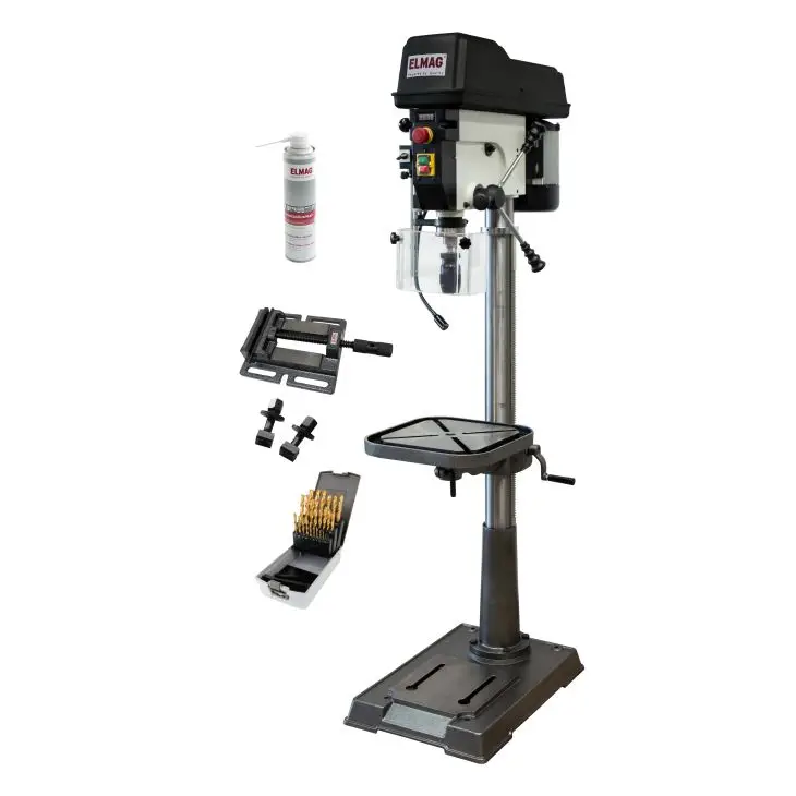 Elmag pillar drill 25mm, stepless, complete set