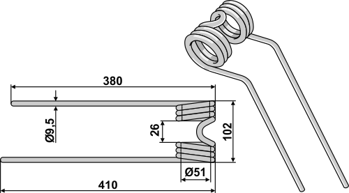 ET45069 Heuwenderzinken - passend zu Pöttinger 436.156 / 436.150