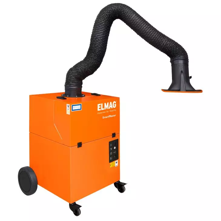 Mobile Absauganlage Smart-Master mit 2 m Absaugarm Ø 150 mm. 950 m³/h Absaugleistung, 13 m² Filterfläche, W3/IFA-geprüft
