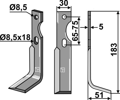 Milling cutter 183x30mm, right-hand side - suitable for Gutbrod