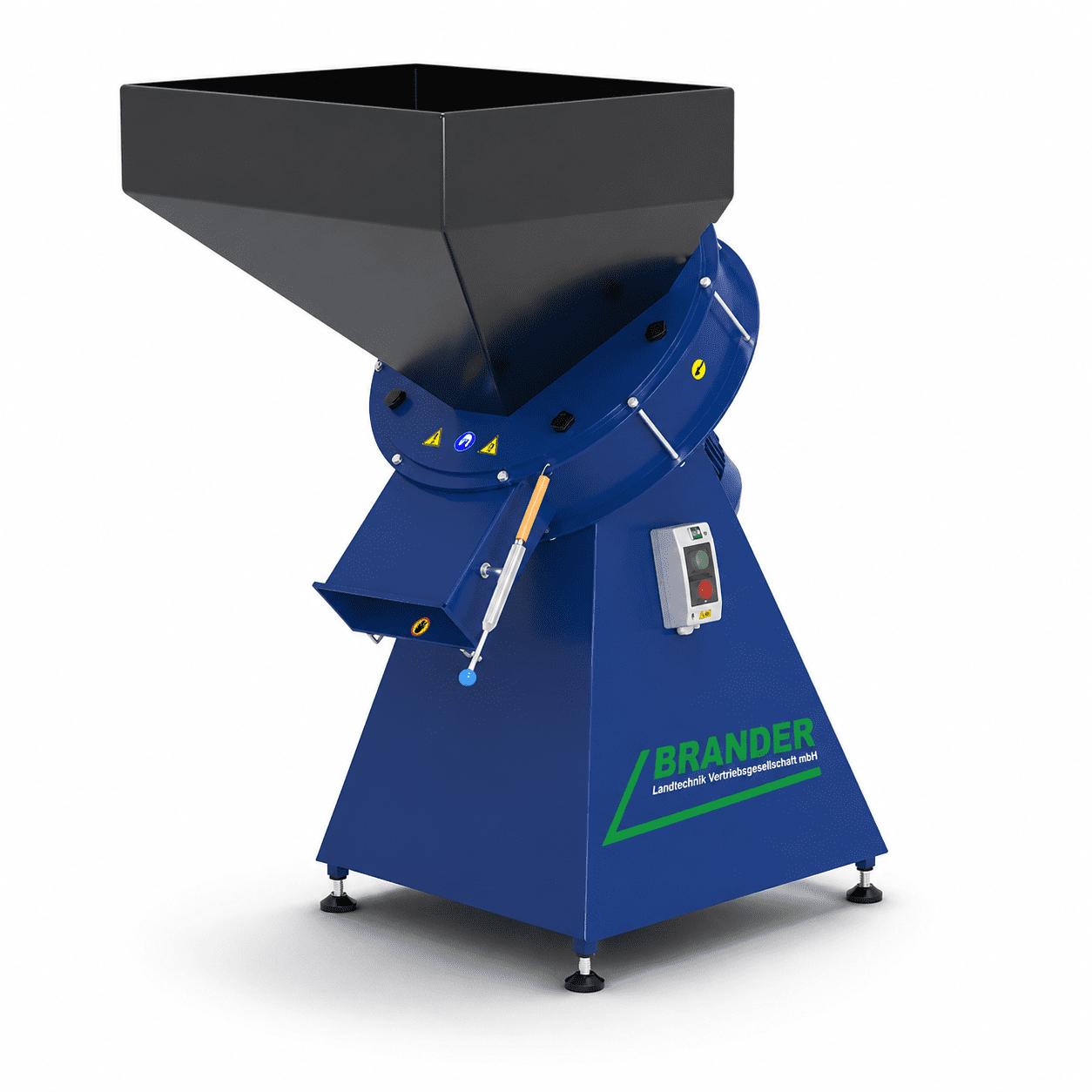 Gravity-fed hammer mill · 4 kW / 400V · High-performance grinding mechanism for grain & wood