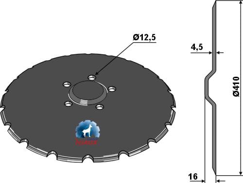 Disque de semence Ø410x4,5 - adapté à Kerner / Väderstad Rapid, NZ Concorde, Tempo