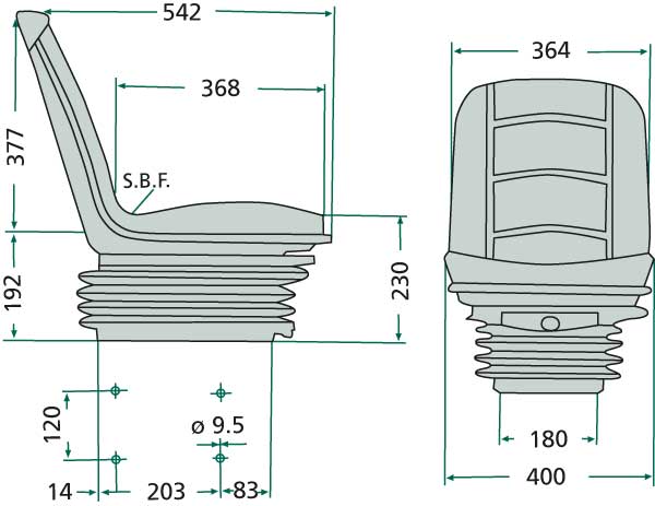 Complete seat - PVC / air-sprung - 50 - 130kg