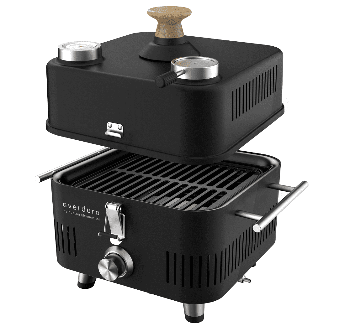 Everdure CUBE ProFlame 360 Tragbarer Gasgrill mit Garhaube – Schwarz