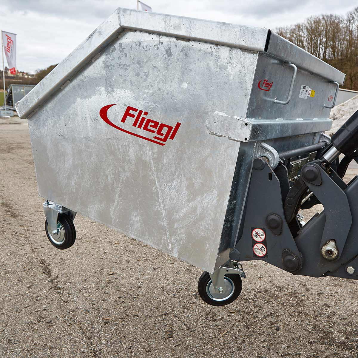 FLIEGL galvanized roll container with Euro hitch - 1140 x 1350 x 900 mm