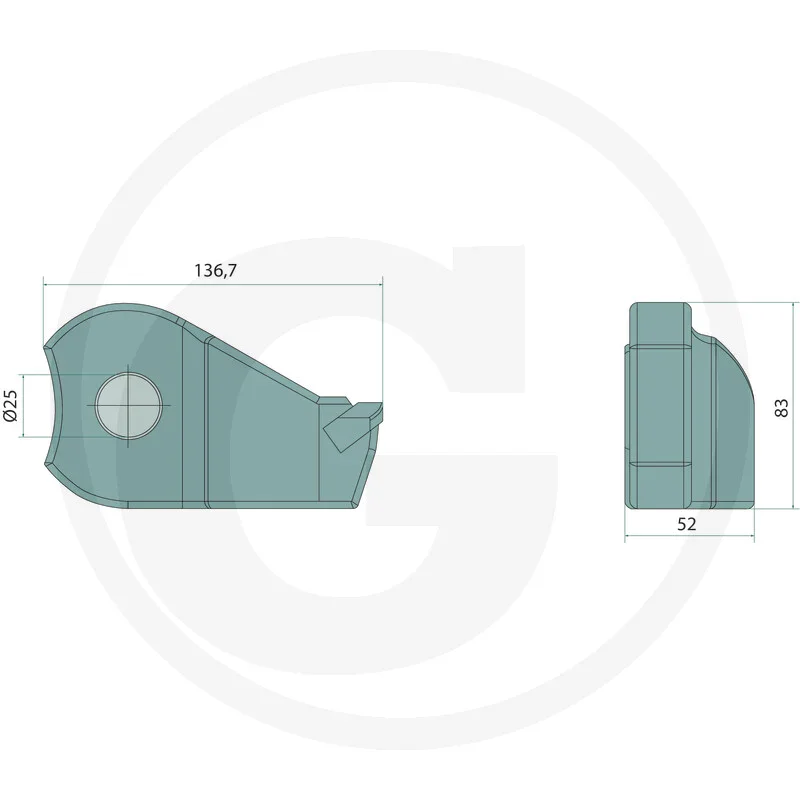 Carbide Schlegel Rechts Hartmetall - passend zu Prinoth  RF, RFL, UZM