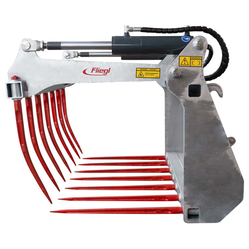 Fliegl manure and silage grab fork 1250 mm – 7 tines, galvanized, Euro standard mount