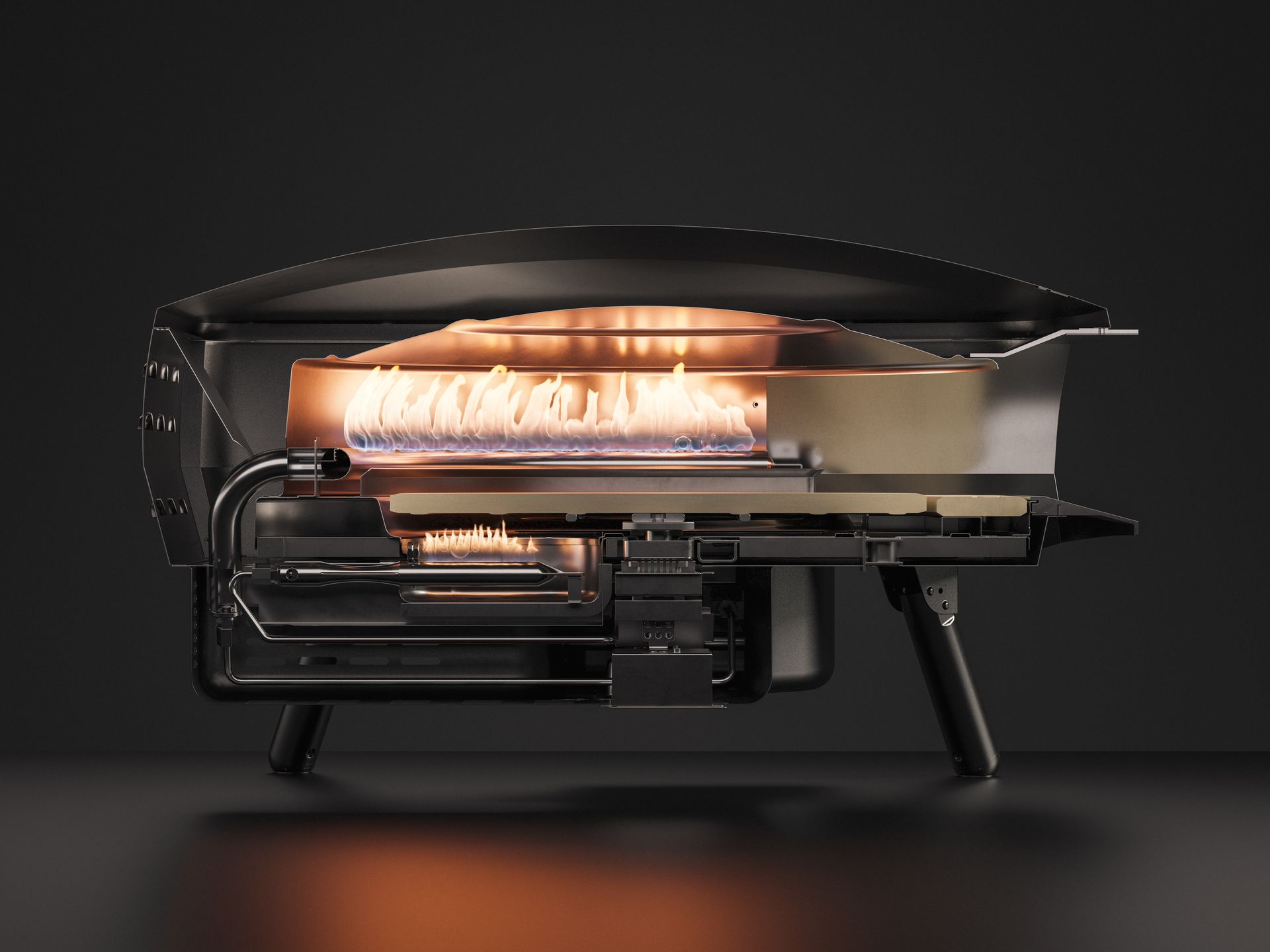 Witt ETNA Rotante Gas Pizzaofen - 16 Zoll - rotierender Pizzastein | Farbe: schwarz