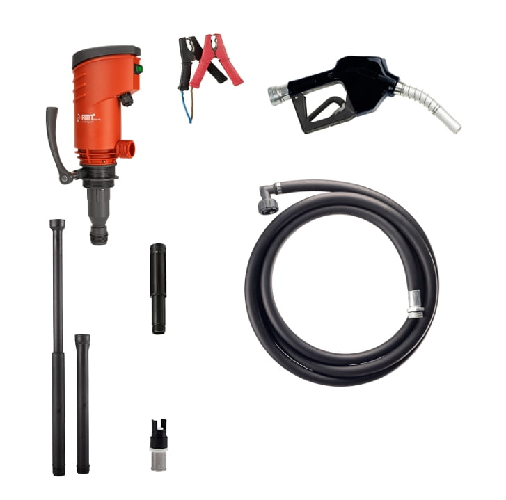 Pressol PREMAxx Axialradpumpen Set 12V 35 l/min Diesel Heizöl Fasspumpe mit Automatik-Zapfventil