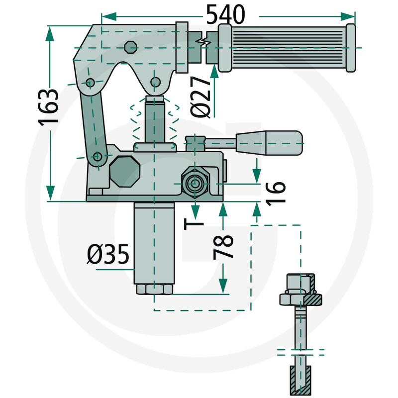 Handpumpe mit Hebel 12ccm / für doppeltwirkende Zylinder / einstellbares Druckbegrenzungsventil