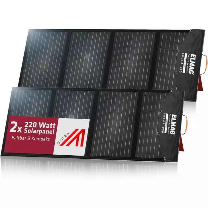 Foldable monocrystalline solar panels DUO - 18VDC, 2x220Wp for portable power stations