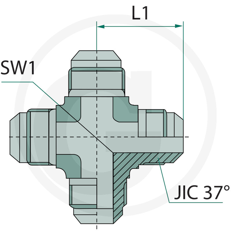 Kreuzadapter Außengewinde 3/4 M-JIC