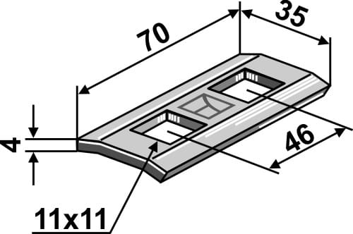 Harrow tine holder - 70 x 35 x 4mm