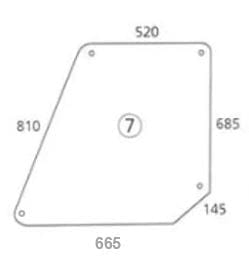 Image No.: 7 - Upper door window, rectangular, for Case IH cab: Fritzmeier Module 3000