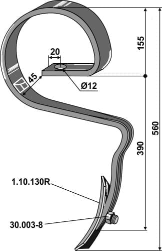 BL2253 Schnellflußzinken mit Schar - passend zu Rau 0012144