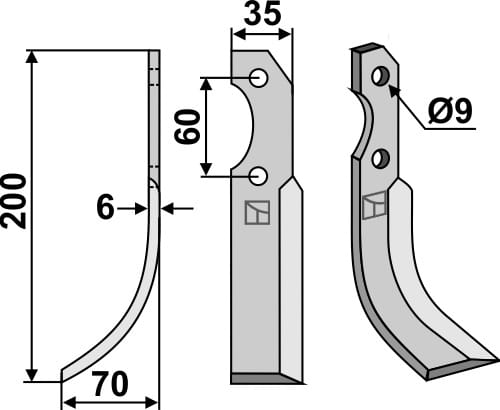 BL4884 Fräsmesser 200x35mm, links - passend zu Brumital-Agris 502005008