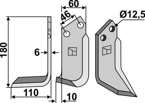 BL5602 Fräsmesser L - passend zu Muratori 12000401 / Sovema 900111019