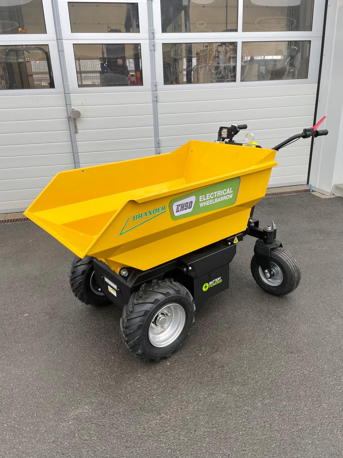 BRANDER Elektroschubkarre mit hydraulischer Kippmulde – 500 kg Tragkraft | 1000 W Elektroantrieb