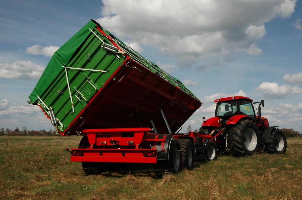tractor, landwirtschaftliche maschine, anhaenger, rot, grüner anhänger