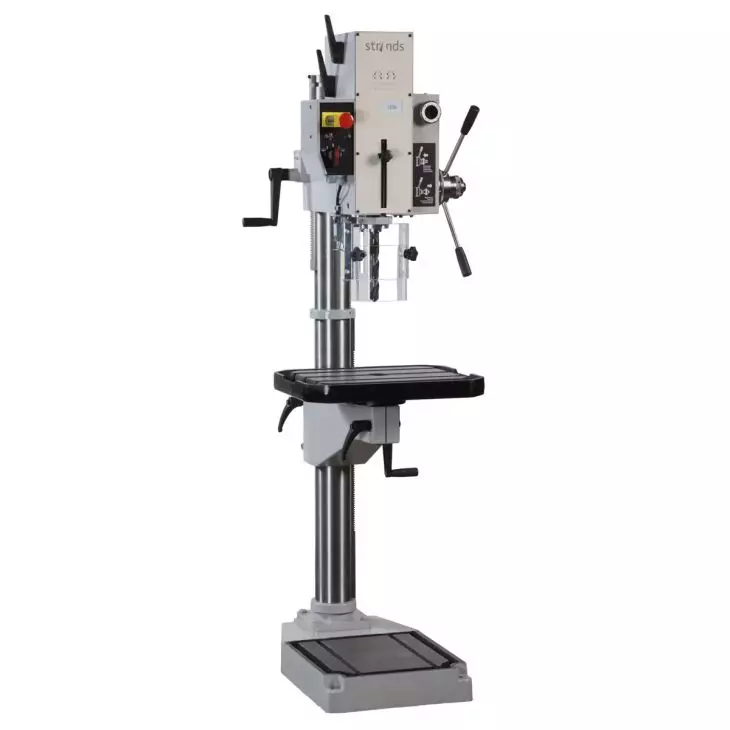 Strands gearbox pillar drill, 30mm drilling capacity, with automatic feed and quiet gearbox