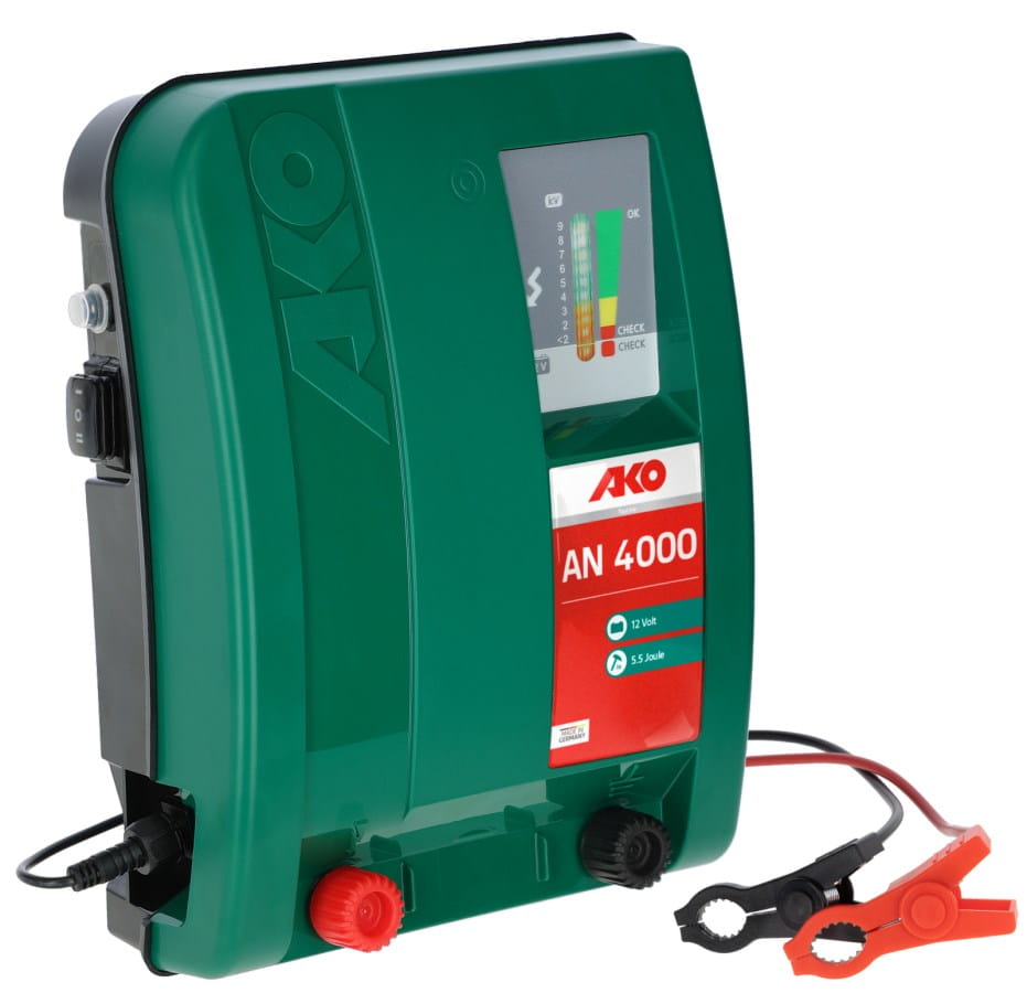 AKO Mobil Power AN 4000 Weidezaungerät 12V | 11.900V | 5,5 Joule | Solarfähig | Für Pferde, Rinder & Wildabwehr
