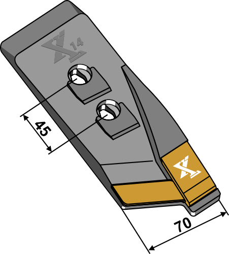 Ploughshare tip - right - carbide